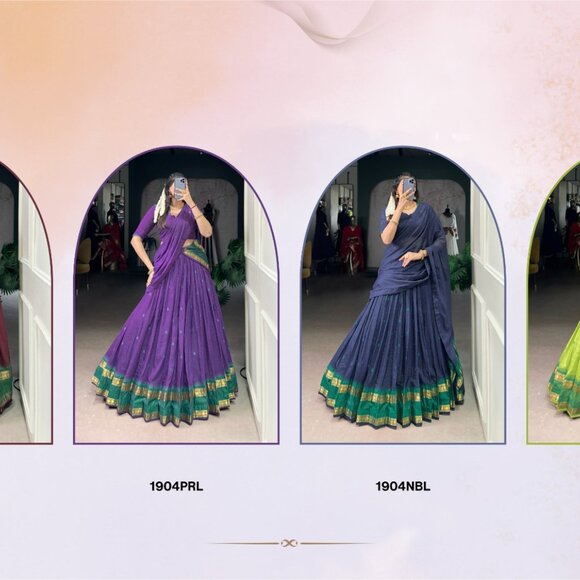 CHANDERI COTTON LEHENGA CHOLI - Picture 14 of 15